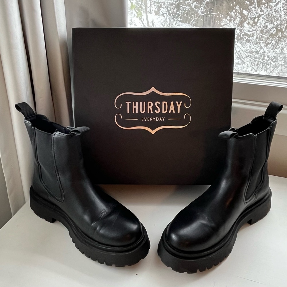 Thursday Legend Platform Black Leather Boots women’s 8